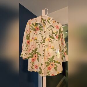 Croft & Barrow Green Leaf Print Shirt